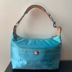 🎉HP🎉Coach Small Aqua colored Sateen Hobo Handbag